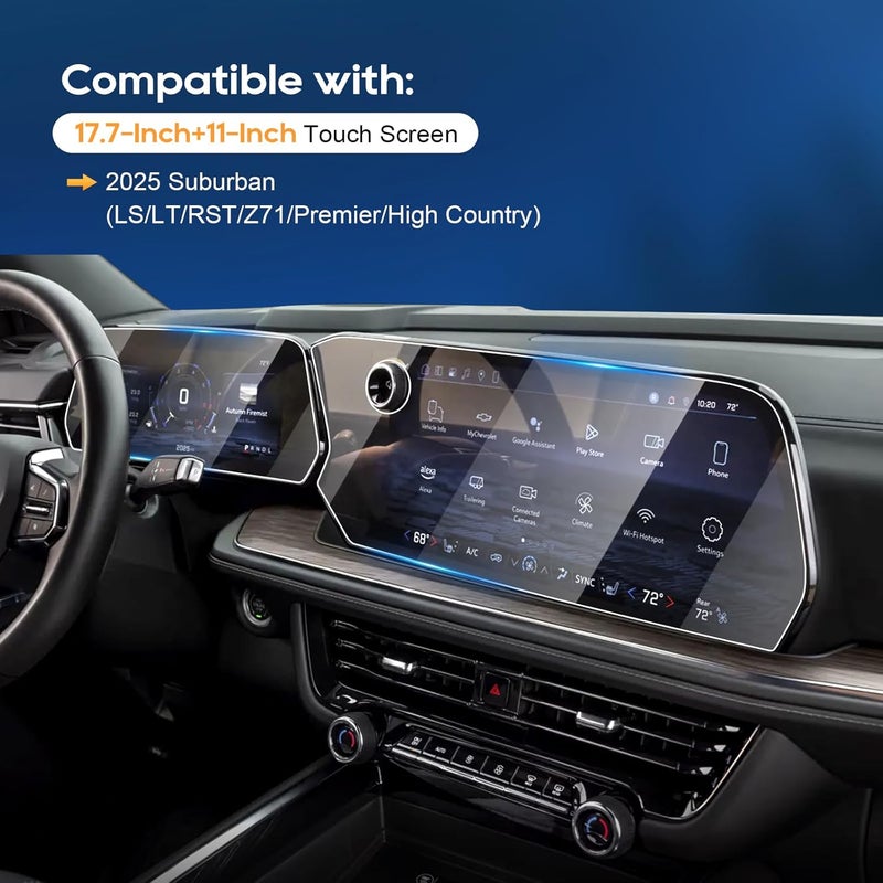 LFOTPP For 2025 Chevrolet Tahoe Screen Protector - (4pcs) 2025 Tahoe (LT/RST/Z71/Premier/High Country) 17.7 inch+11 inch Touchscreen [NCT Shield] Anti Scratch Ultra-tough Touch Screen* - Image 2